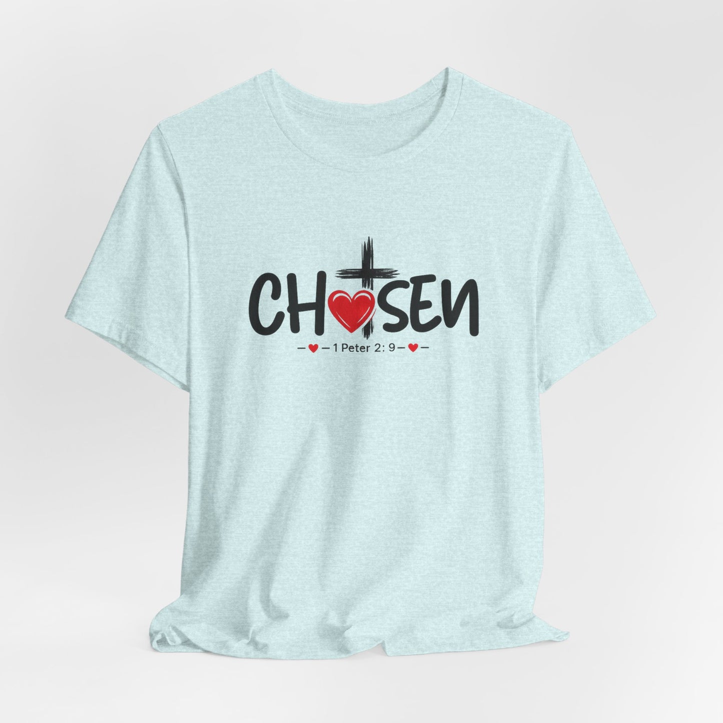 Chosen Cross Heart T-Shirt — Christian Faith Tee (1 Peter 2)