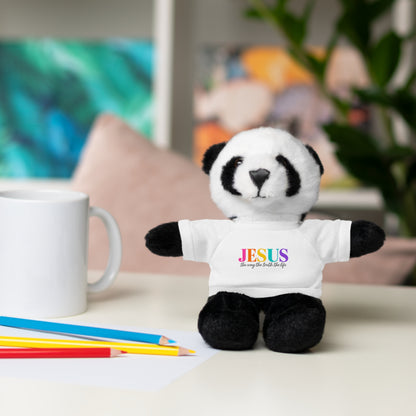 Jesus Rainbow Tee Teddy Bear - Plush Stuffed Animal with Faith Shirt