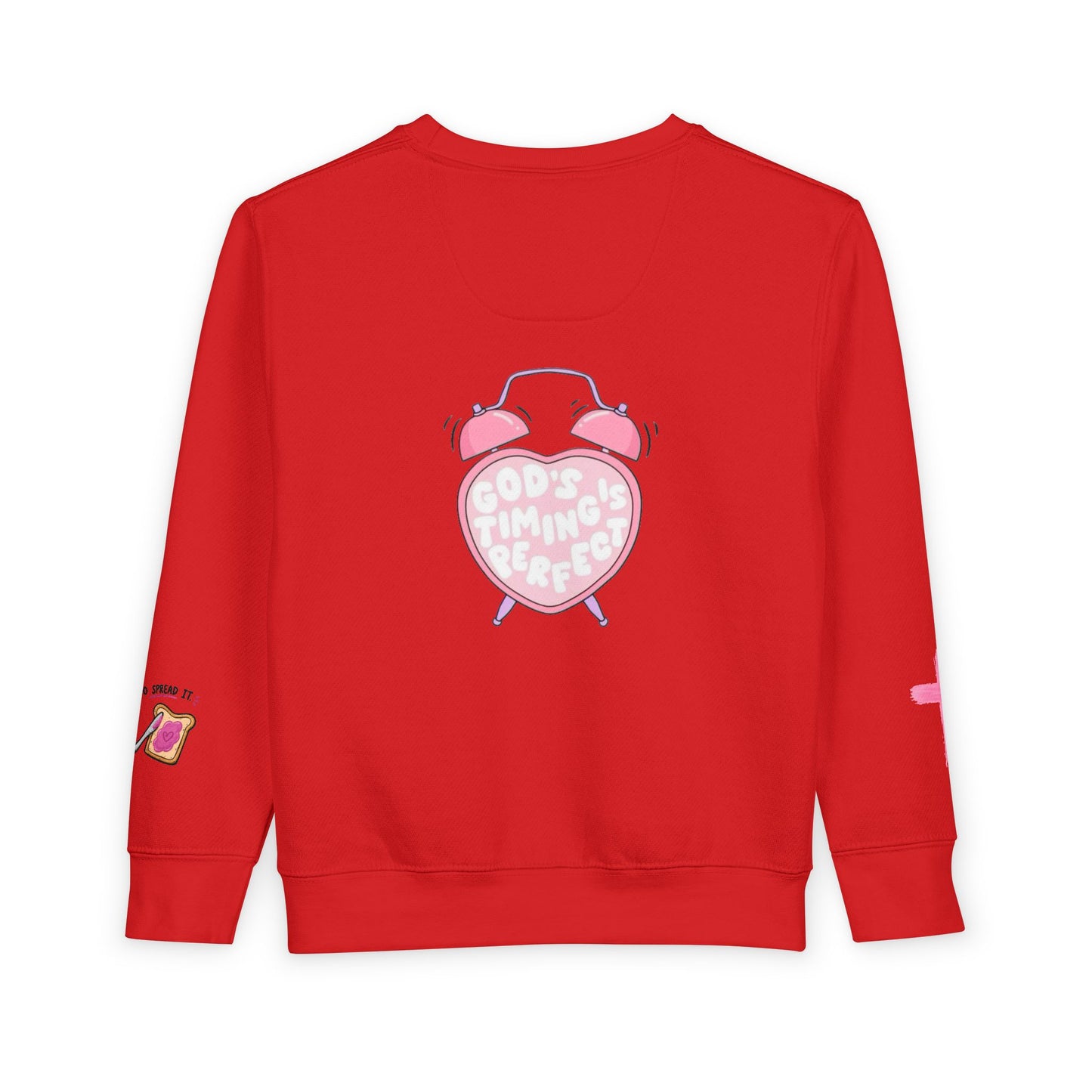 Toddler Sweatshirt — 'Made for a Purpose' Rainbow & 'God's Timing is Perfect' Pink Graphic