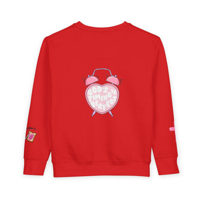 Toddler Sweatshirt — 'Made for a Purpose' Rainbow & 'God's Timing is Perfect' Pink Graphic