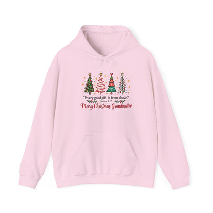 Grandma Christmas Hoodie – “Every good gift is from above… Merry Christmas Grandma” Holiday Sweatshirt