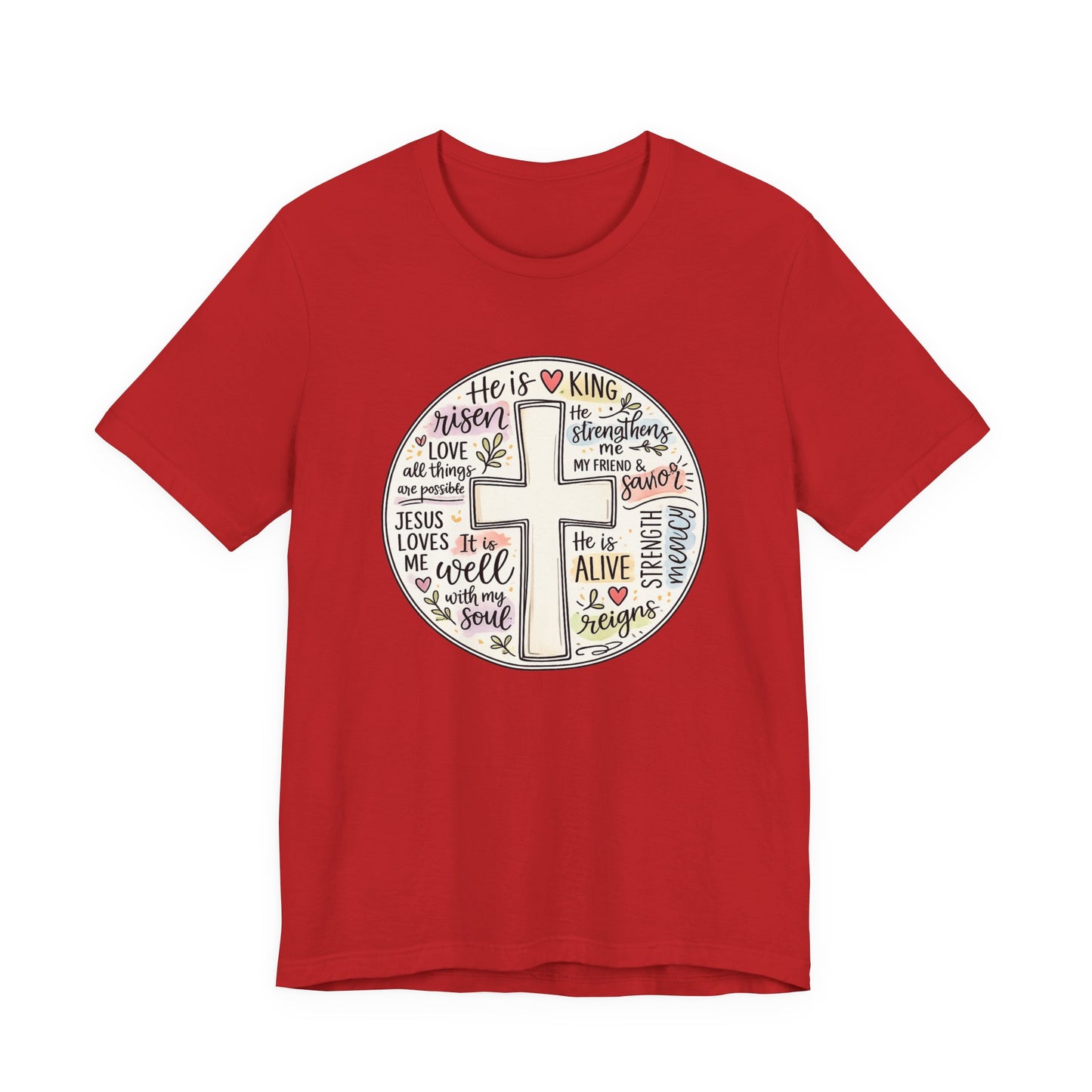 Christian Cross Faith T-Shirt — He Is Risen Inspirational Graphic Tee