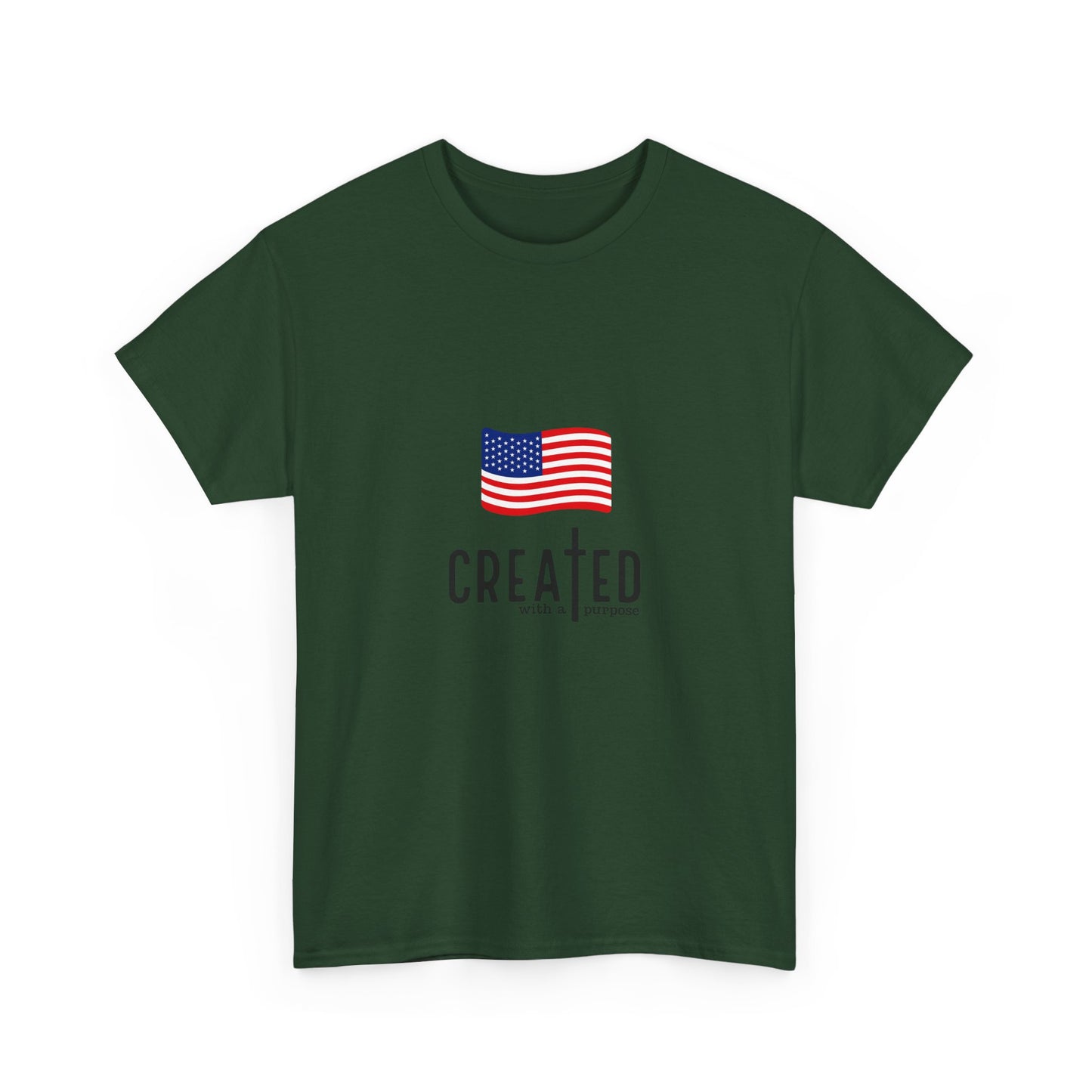 Created American Flag T‑Shirt — 'Created' Patriotic Graphic Tee