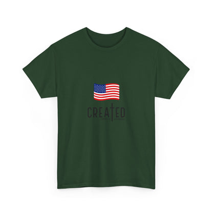 Created American Flag T‑Shirt — 'Created' Patriotic Graphic Tee