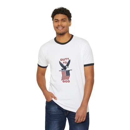 Duty to God Eagle Flag Ringer T-Shirt