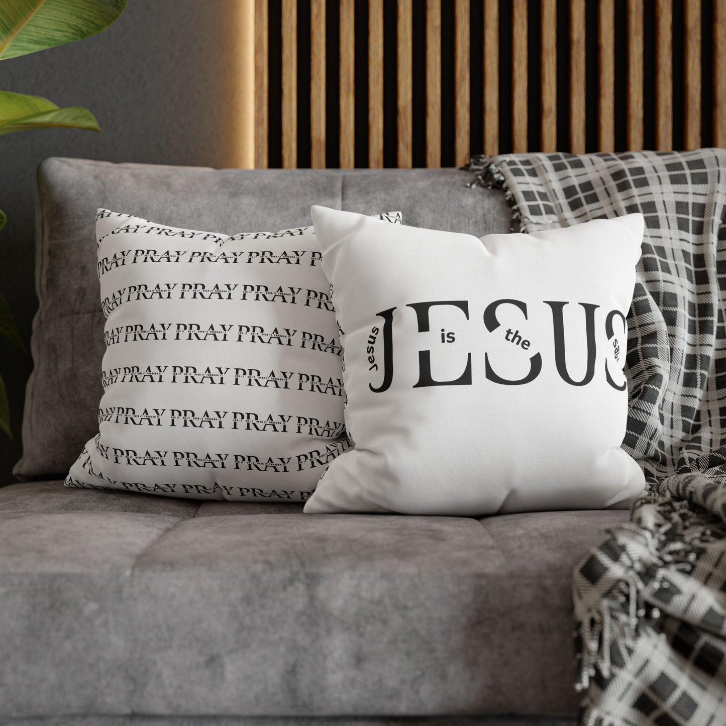 Jesus Is the Savior Pillowcase — Christian Faith Square Throw Pillow Cover