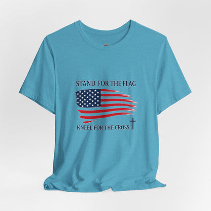 Stand for the Flag, Kneel for the Cross Tee — America 250 Patriotic T‑Shirt