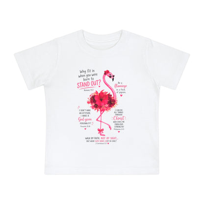 Baby T-Shirt — Pink Flamingo ‘Stand Out’ Christian Design (Jesus + Me)