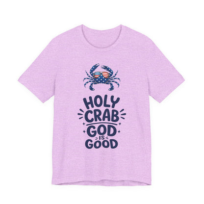 Holy Crab God Is Good T-Shirt — Patriotic Blue Crab Graphic Tee