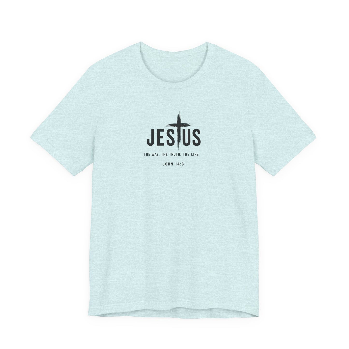 Faith Over Everything Christian Tee — "Jesus" Cross Design, John 14:6 Inspirational Shirt
