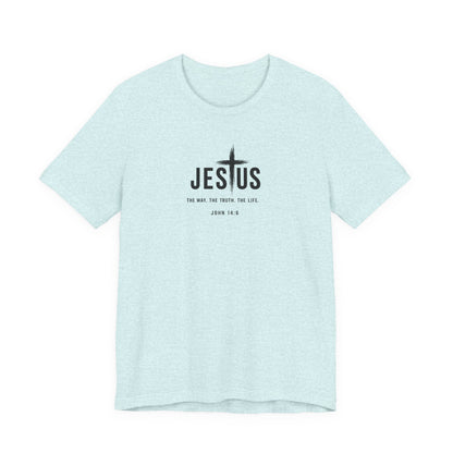 Faith Over Everything Christian Tee — "Jesus" Cross Design, John 14:6 Inspirational Shirt