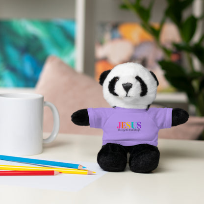 Jesus Rainbow Tee Teddy Bear - Plush Stuffed Animal with Faith Shirt