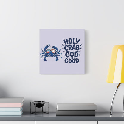 Patriotic Crab Canvas — "Holy Crab God Is Good" Wall Art