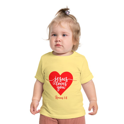 Baby T-Shirt "Jesus Loves You" Heart | Christian Infant Tee, Romans 5:8 Gift