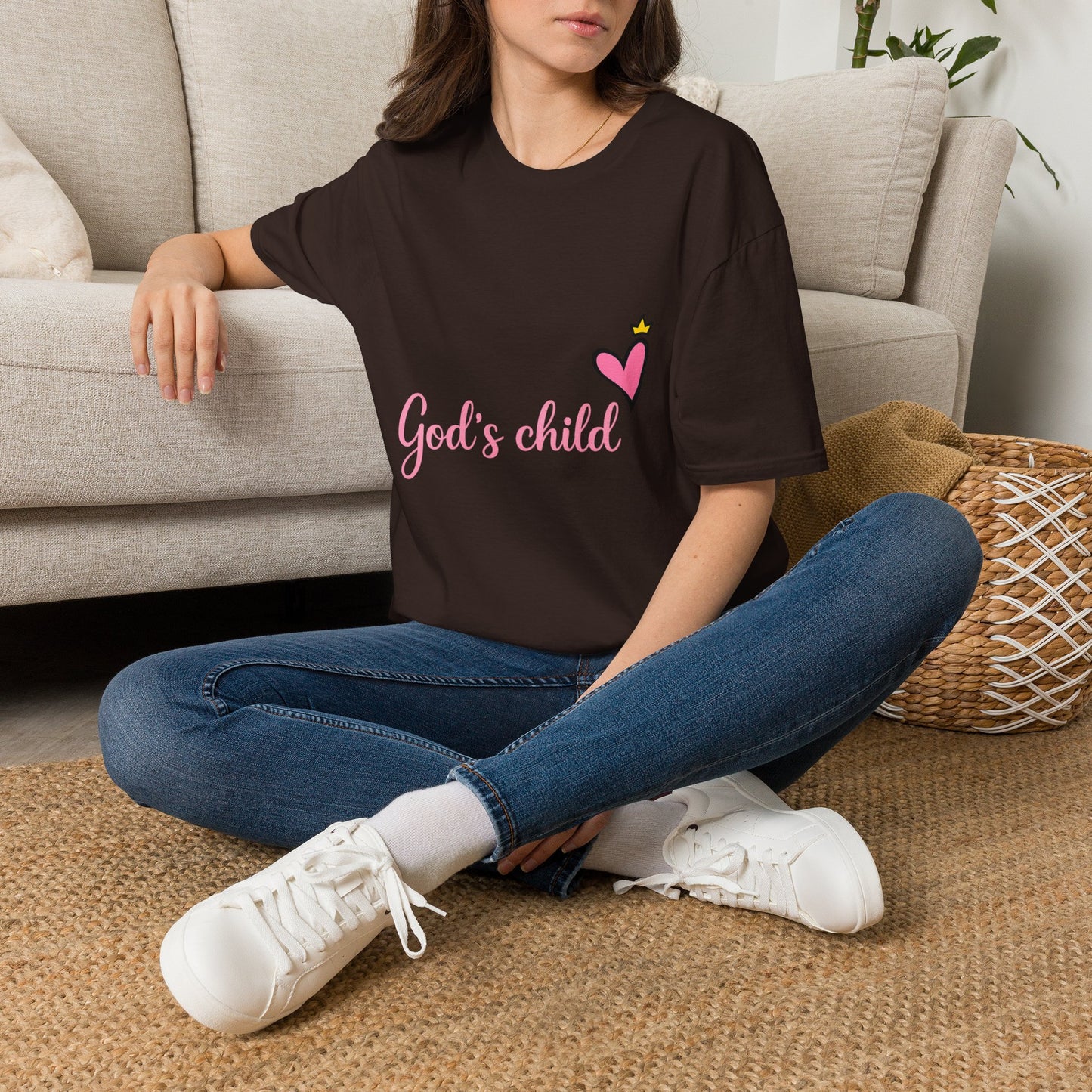 God's Child T-Shirt — Pink Heart Christian Faith Tee