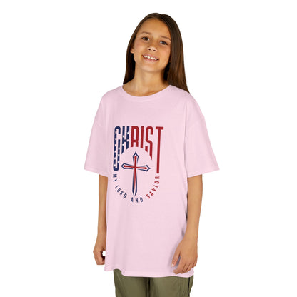 Kids Christian T-Shirt — "Christ Lives Our Hope" Patriotic Cross Tee