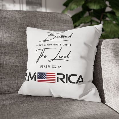 Blessed Is The Nation Pillow — America Psalm 33:12 Patriotic Decorative Pillowcase