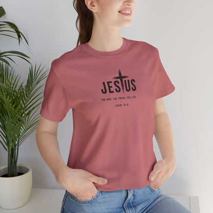 Jesus Cross T‑Shirt - "Jesus: The Way the Truth the Life" Bible Verse Tee (John 14:6)