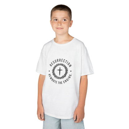 UNISEX KIDS Tee — 'Resurrection: He Wrote the Ending' Cross Graphic