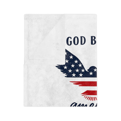 God Bless America Velveteen Blanket – Patriotic Eagle with Psalm 33:12