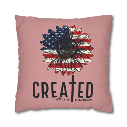 CREATED WITH A PURPOSE & GOD UNDER ONE NATION Canvas Pillowcase