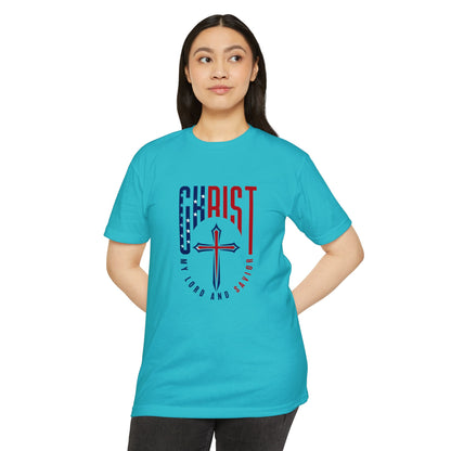 UNISEX Christ Cross T‑Shirt — My Lord and Savior Patriotic Christian Tee