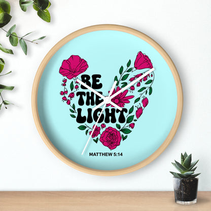 Be the Light Floral Wall Clock — Matthew 5:14 Inspirational Home Decor