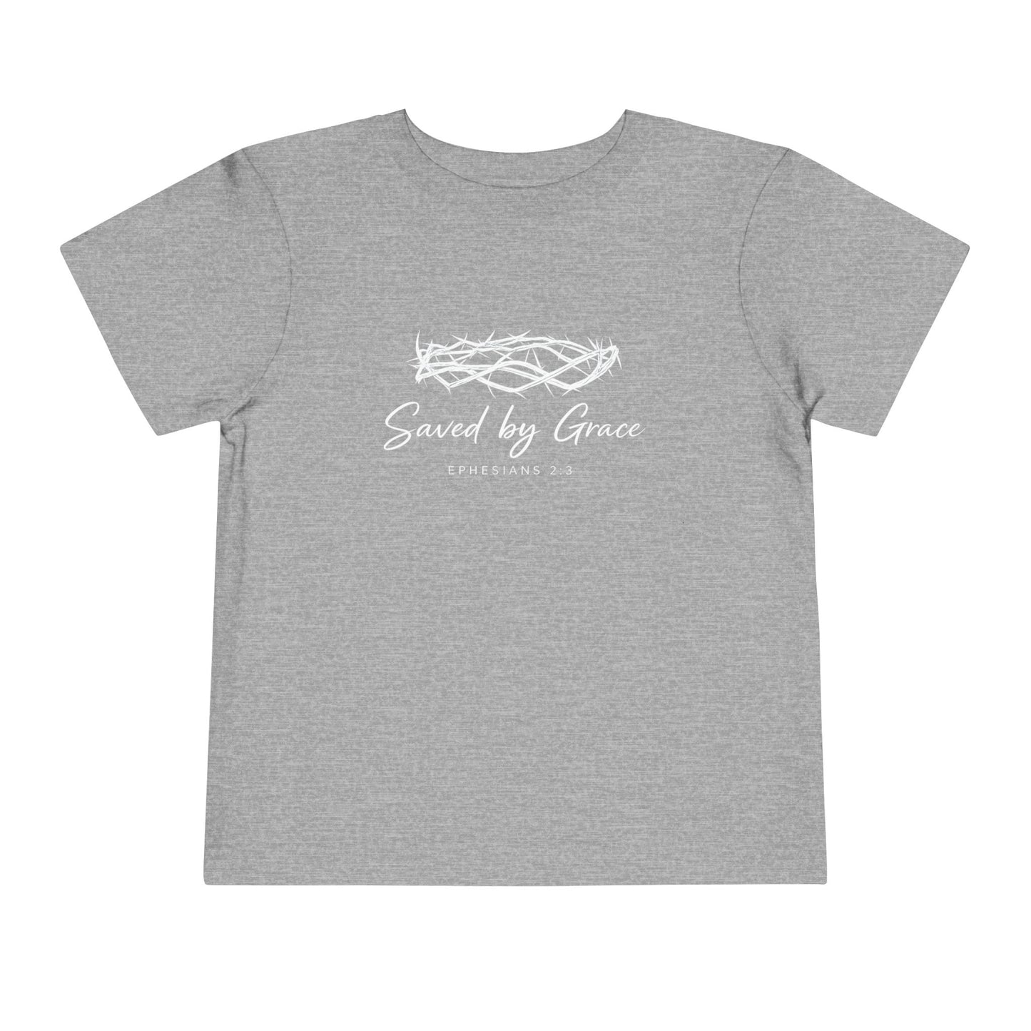 Toddler Tee — "Saved by Grace" Christian Crown of Thorns Shirt (Ephesians 2:8)