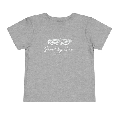 Toddler Tee — "Saved by Grace" Christian Crown of Thorns Shirt (Ephesians 2:8)