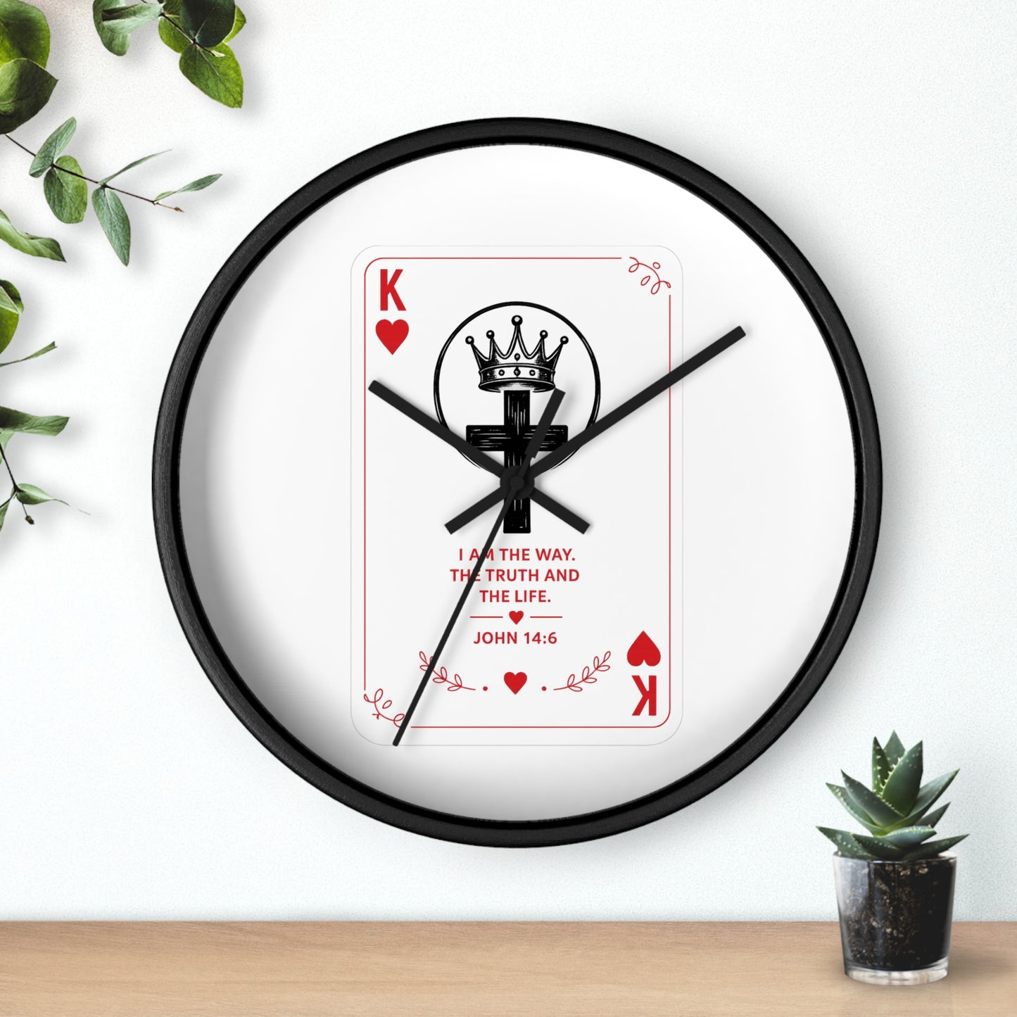 King of Hearts Christian Wall Clock — John 14:6 Playing Card Design