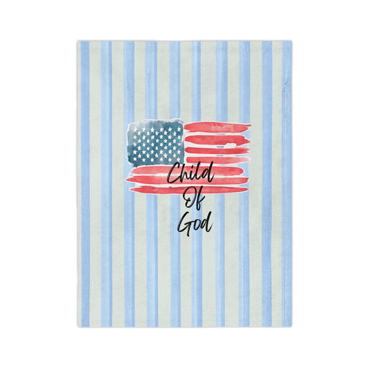 Child of God American Flag Velveteen Microfiber Blanket