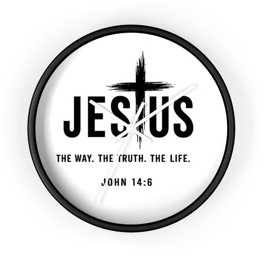 Jesus Wall Clock — "The Way. The Truth. The Life." John 14:6 Christian Decorative Clock