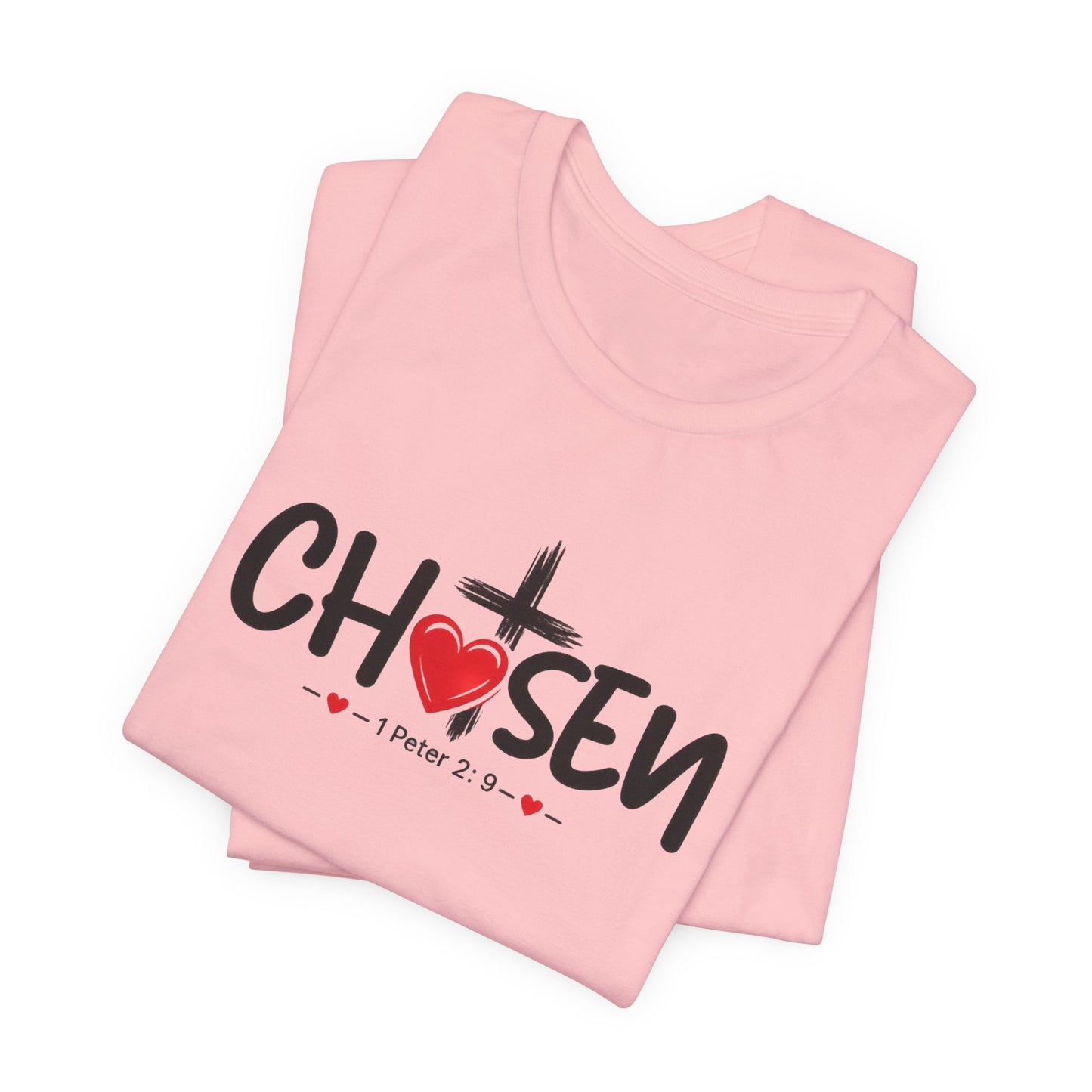 Chosen Cross Heart T-Shirt — Christian Faith Tee (1 Peter 2)
