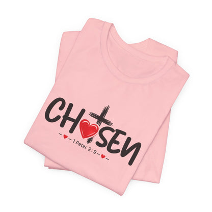Chosen Cross Heart T-Shirt — Christian Faith Tee (1 Peter 2)