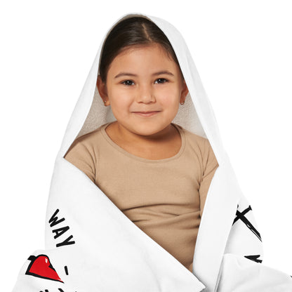 Youth Hooded Towel — "Jesus" Script with Hearts | Christian Bath & Beach Towel for Kids