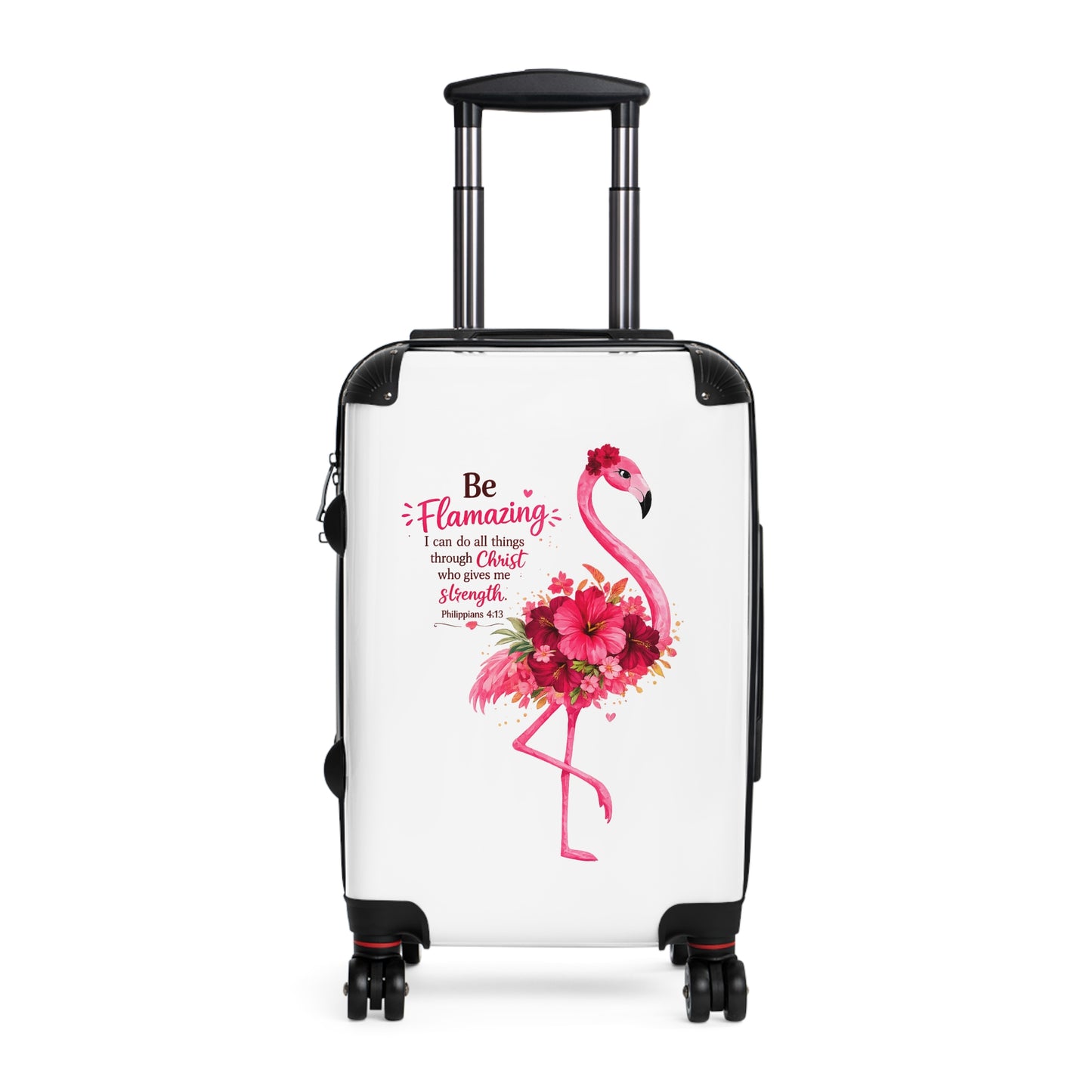Flamingo Christian Carry-On Suitcase – "Be Flamingo: I can do all things through Christ..." Inspirational Luggage