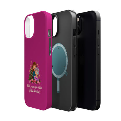 Magenta Christmas Grandma Phone Case — "Abuela, eres un regalo de Dios. ¡Feliz Navidad!" Magnetic Impact-Resistant
