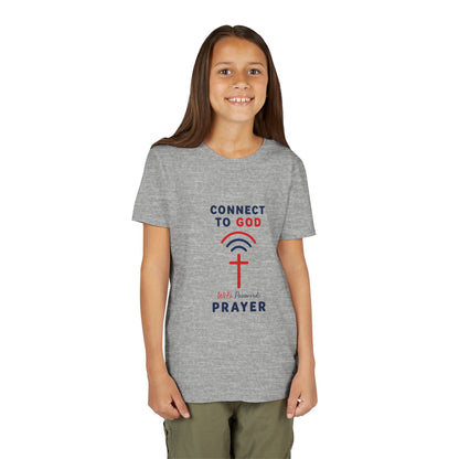 Youth Tee — "Connect to God" Prayer Wi-Fi Cross Shirt
