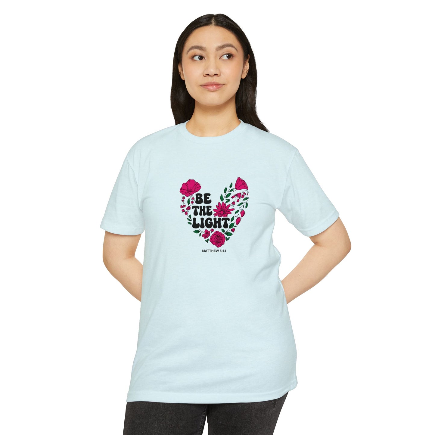 Be The Light Floral T-Shirt — Matthew 5:14 Inspirational Tee