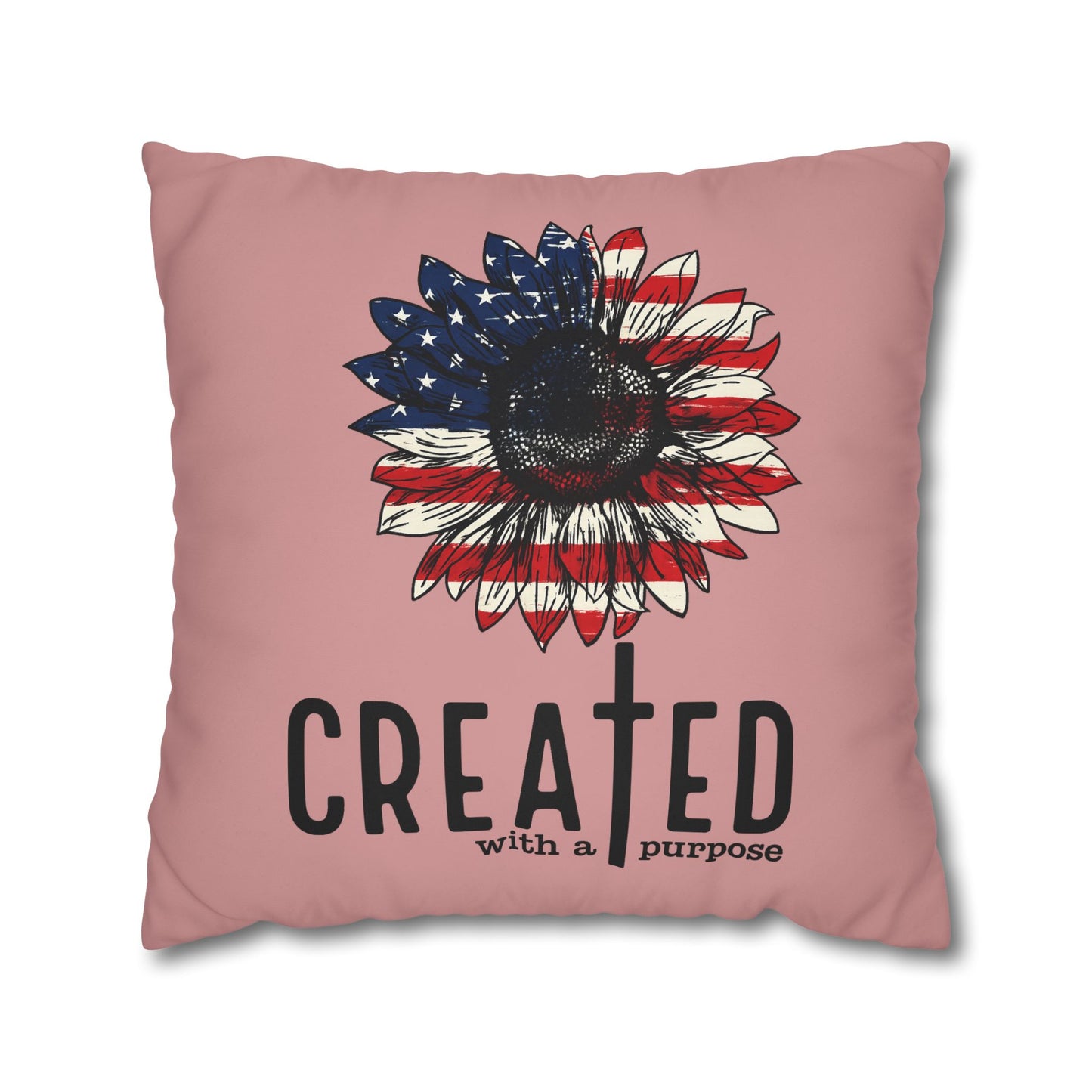 CREATED WITH A PURPOSE & GOD UNDER ONE NATION Canvas Pillowcase