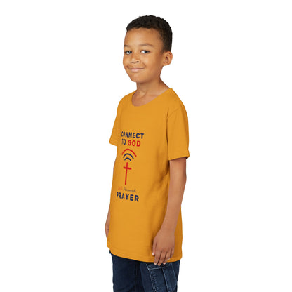 Youth Tee — "Connect to God" Prayer Wi-Fi Cross Shirt