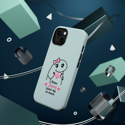 Christian Cute Heart Phone Case — "I Know Jesus Loves Me So Much" Magnetic Impact-Resistant Case