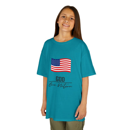 UNISEX Kids Tee — American Flag 'God One Nation' Patriotic T‑Shirt