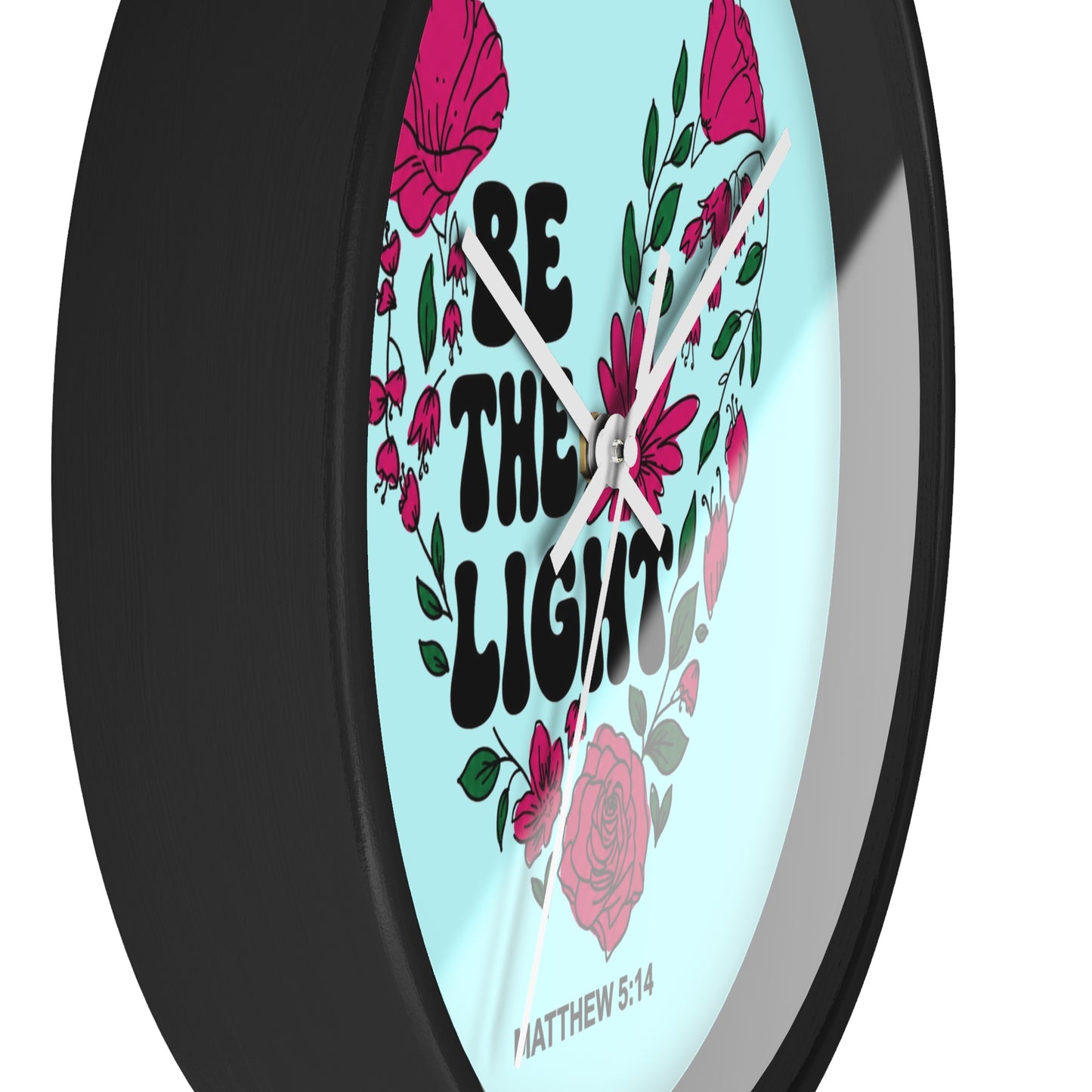 Be the Light Floral Wall Clock — Matthew 5:14 Inspirational Home Decor