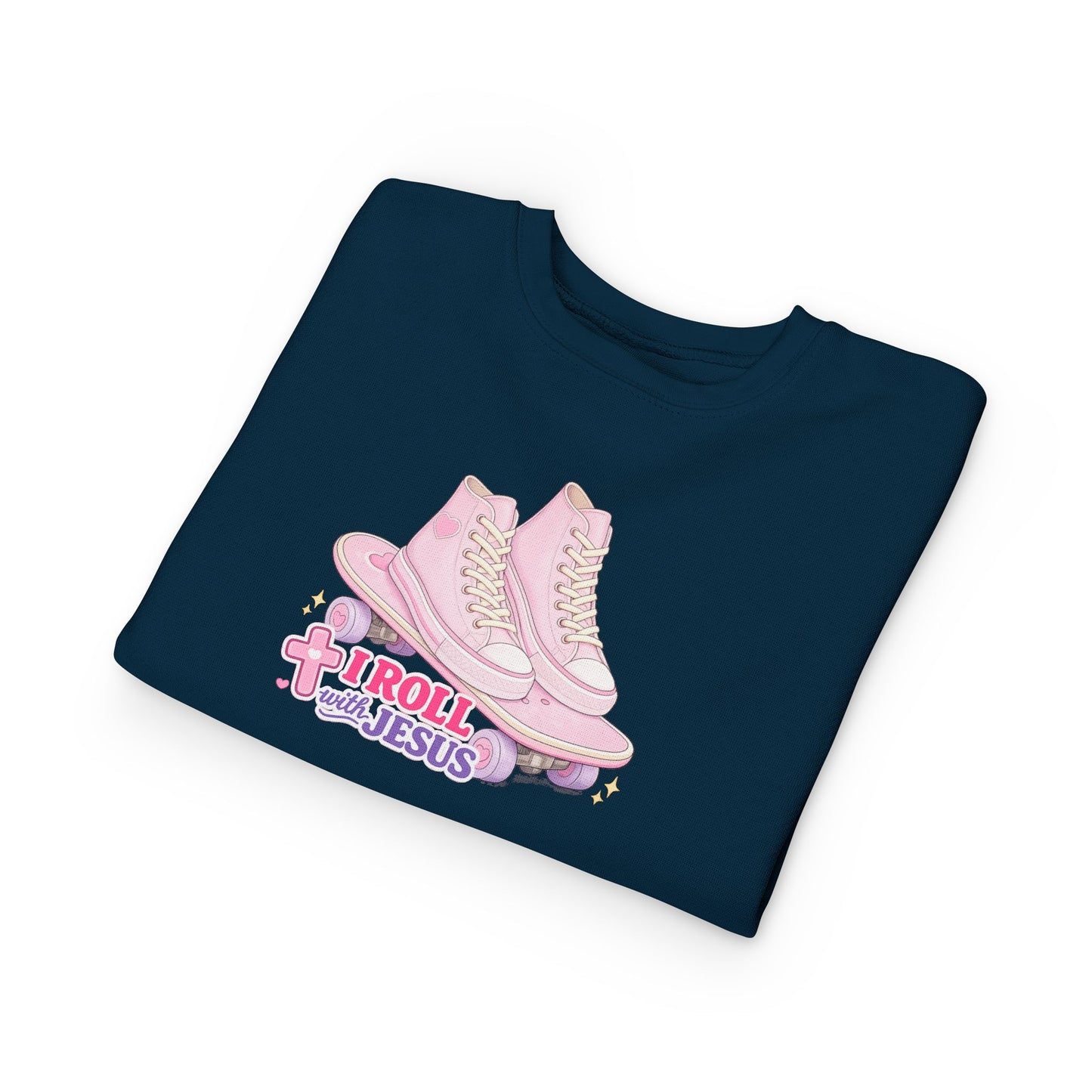 Toddler Sweatshirt — "I Roll With Jesus" Christian Toddler Tee