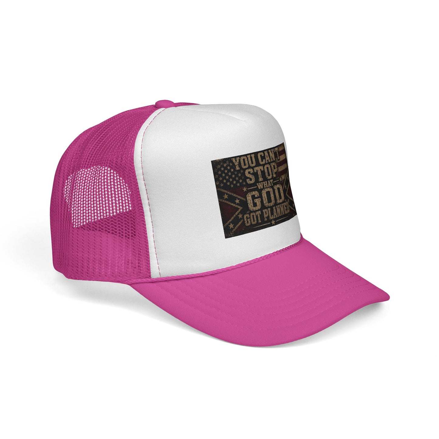 Trucker Hat - "You Can't Stop What God Got Planned" Patriotic Faith Cap