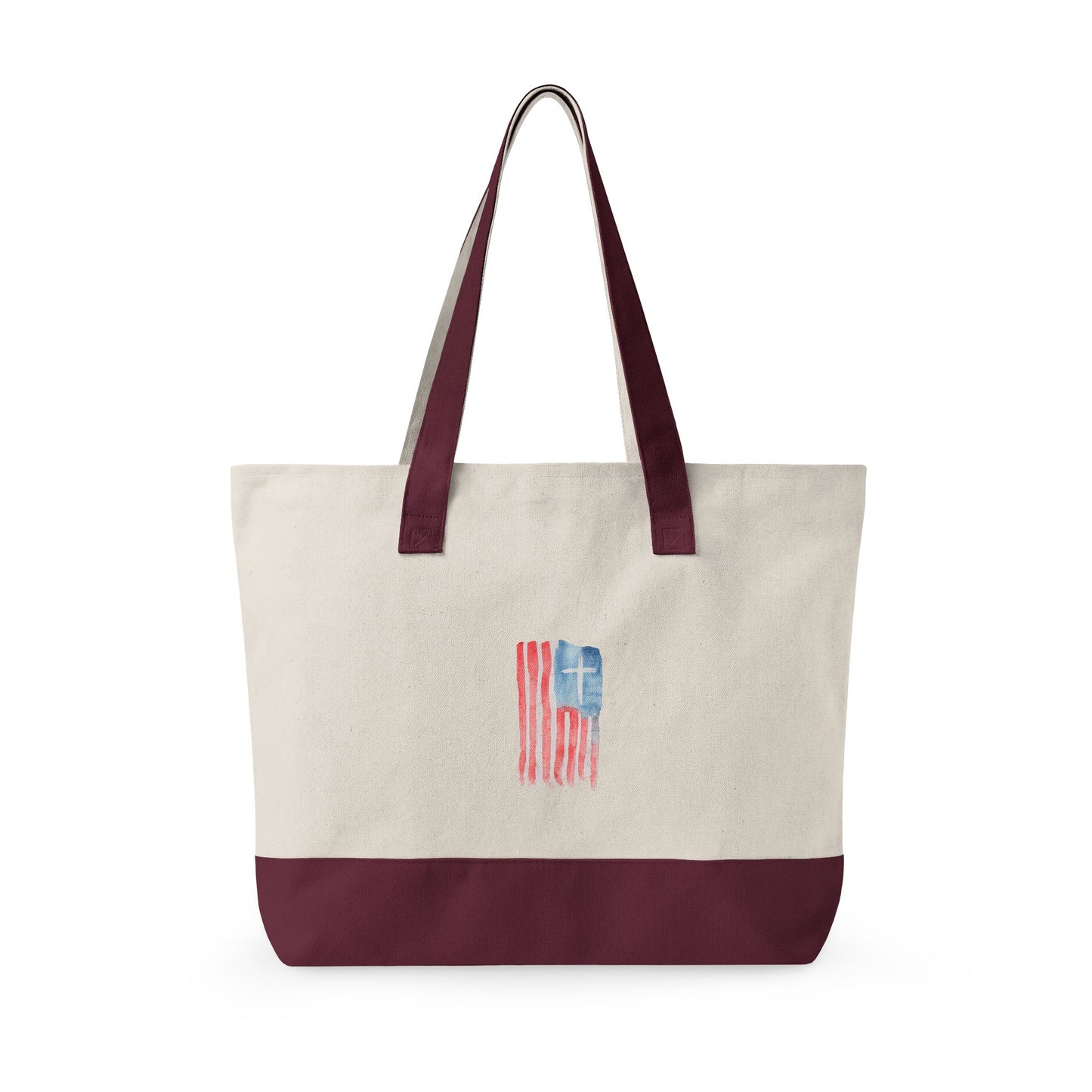 Canvas Tote Bag — "Child of God" & Watercolor Flag Zippered Tote