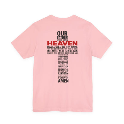 Faith Cross T-Shirt — 'Our Father' Lord's Prayer Back Print Christian Tee