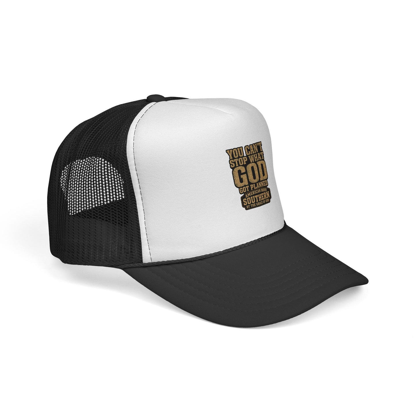 Southern Faith Trucker Cap — "You Can't Stop What God Got Planned" Mesh Hat