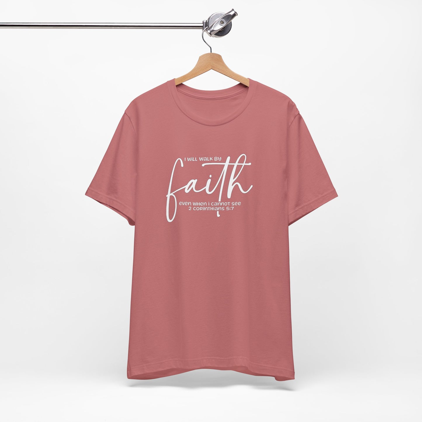 Faith Graphic Tee — "I Will Walk By Faith" Christian Inspirational T-Shirt